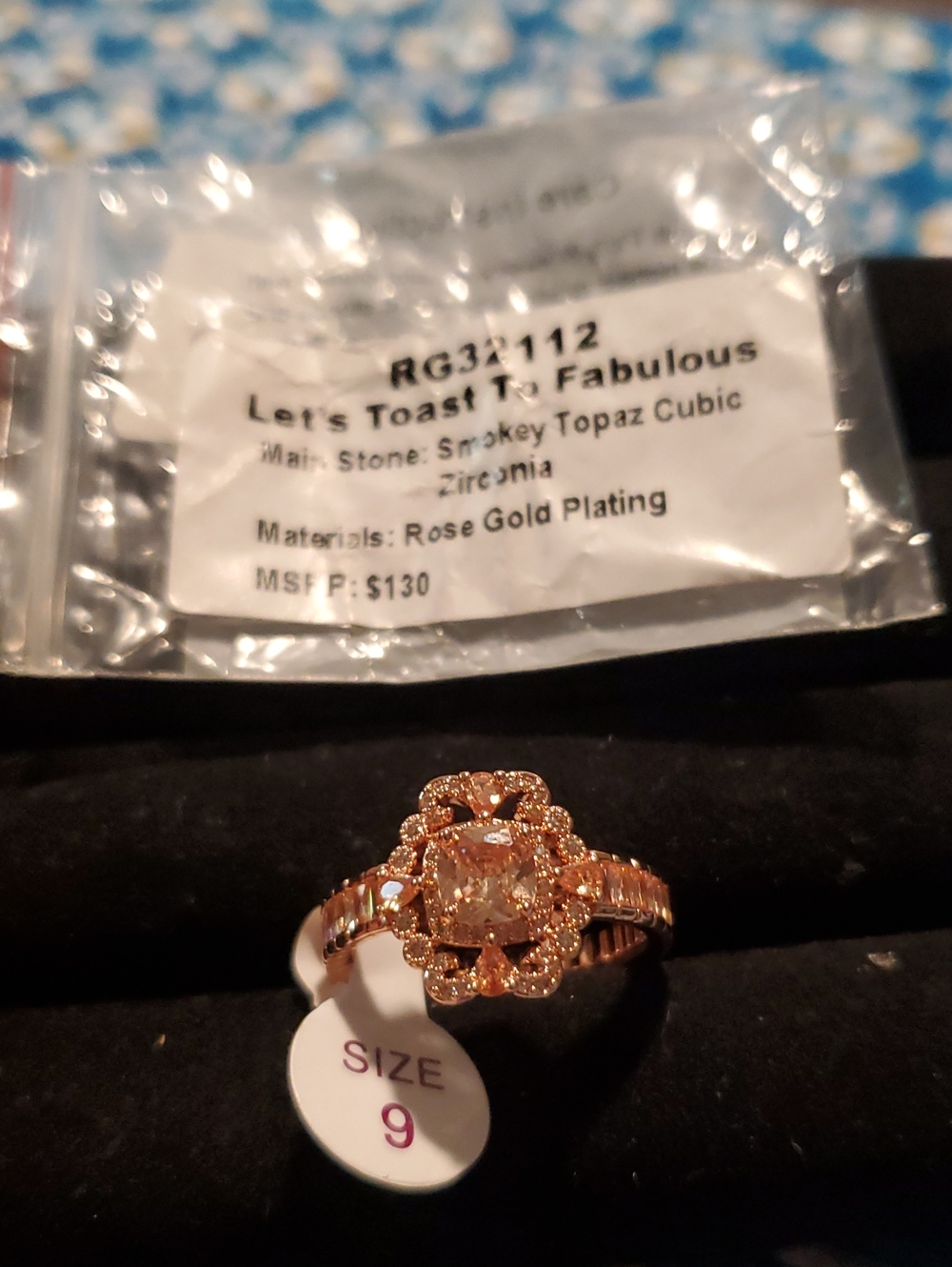 NWT Bomb Party Rose Gold Ring with Smoky Topaz Ring Size 9